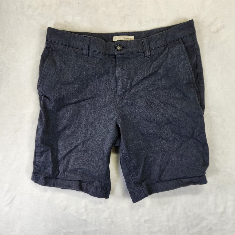 Hawker‎ Rye Mens Dark Wash Chambray Shorts Size 30x9 Flat Front Casual